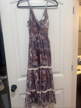 Angie Multi-Color Paisley Tiered Maxi Dress. Worn twice